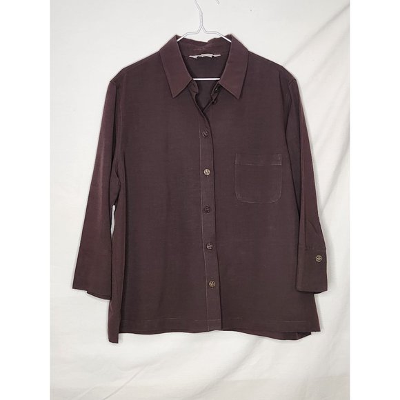 TanJay Rayon/Flax Brown Button up Shirt Size Large‎ NWOT - Picture 1 of 7